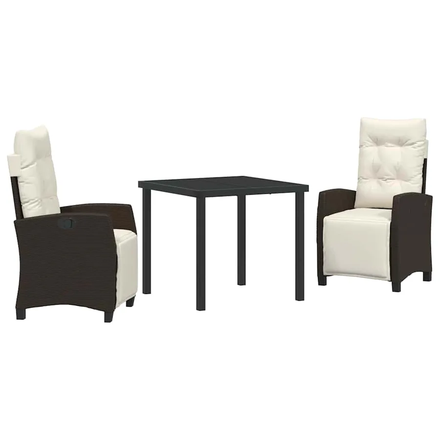 Ensemble de salle à manger pour jardin 3 pcs Marron polyrotin - 2