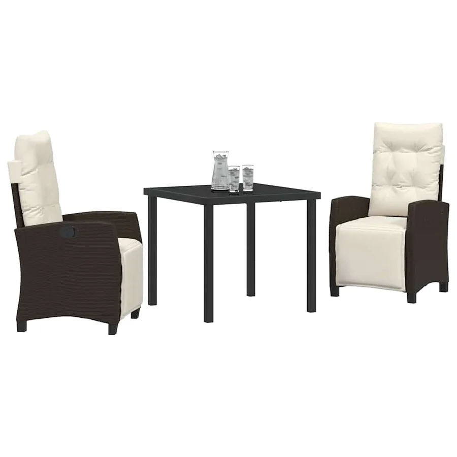 Ensemble de salle à manger pour jardin 3 pcs Marron polyrotin - 3