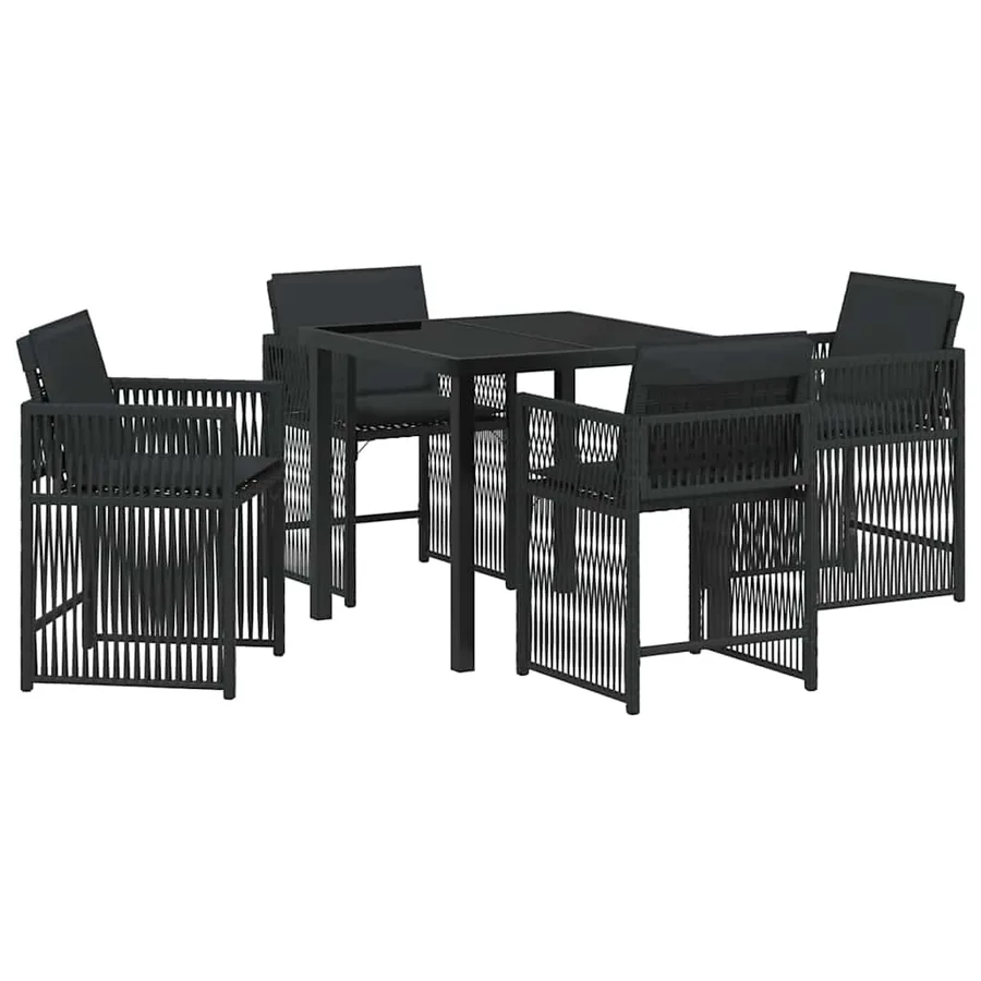Ensemble de salle à manger pour jardin 5 pcs Noir polyrotin - 2
