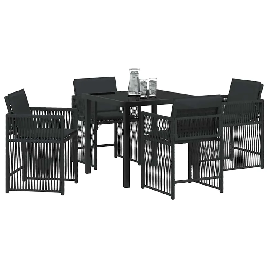 Ensemble de salle à manger pour jardin 5 pcs Noir polyrotin - 3