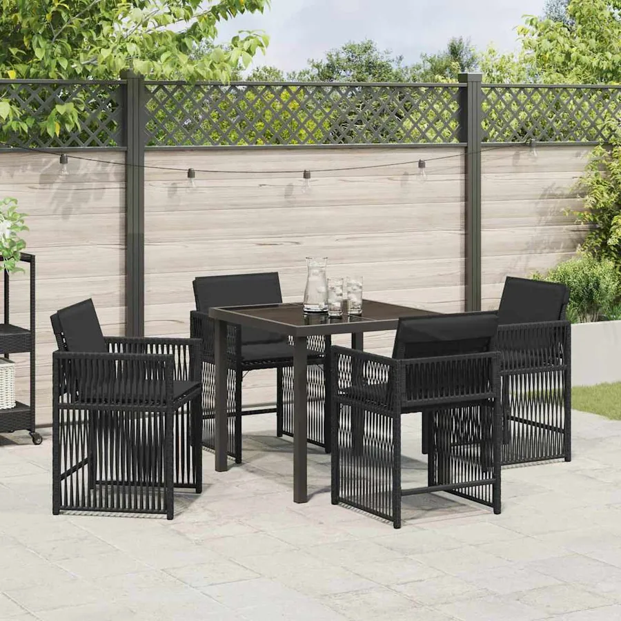 Ensemble de salle à manger pour jardin 5 pcs Noir polyrotin - 4