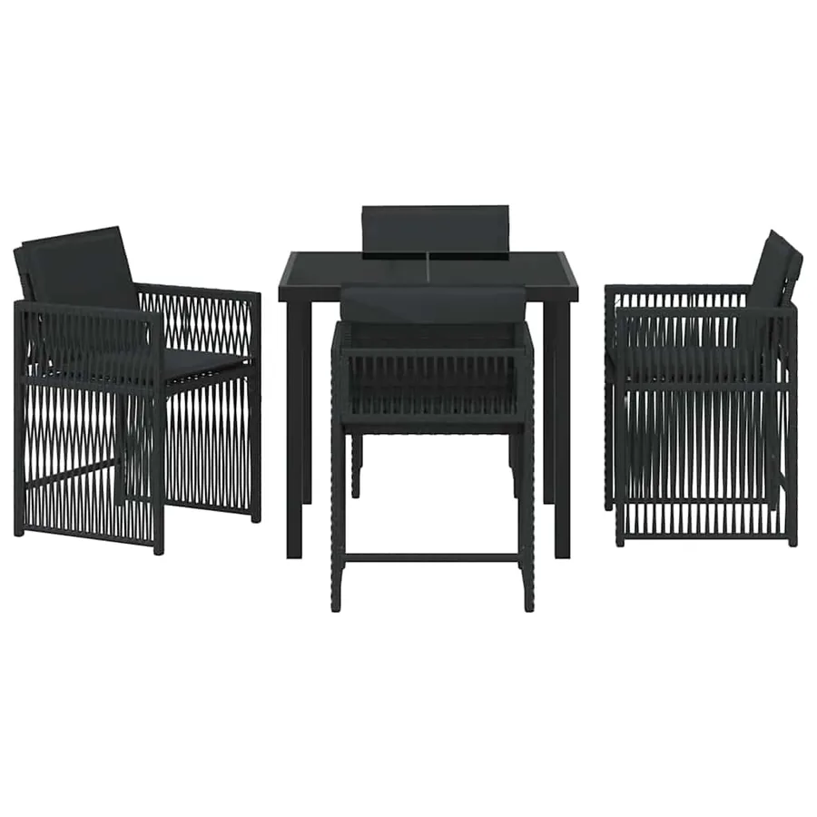 Ensemble de salle à manger pour jardin 5 pcs Noir polyrotin - 7