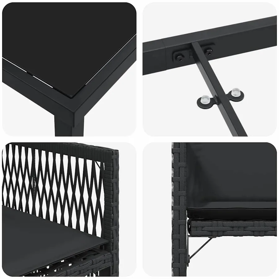 Ensemble de salle à manger pour jardin 5 pcs Noir polyrotin - 9