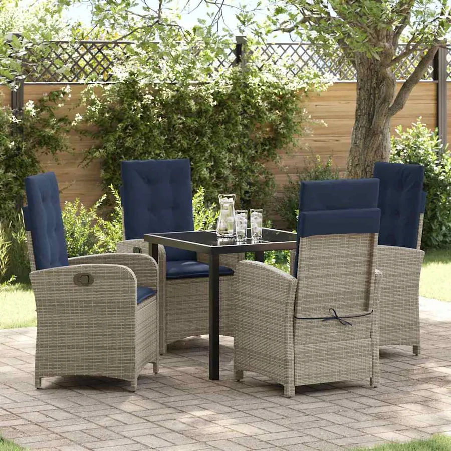 Ensemble de salle à manger pour jardin 5 pcs Gris polyrotin