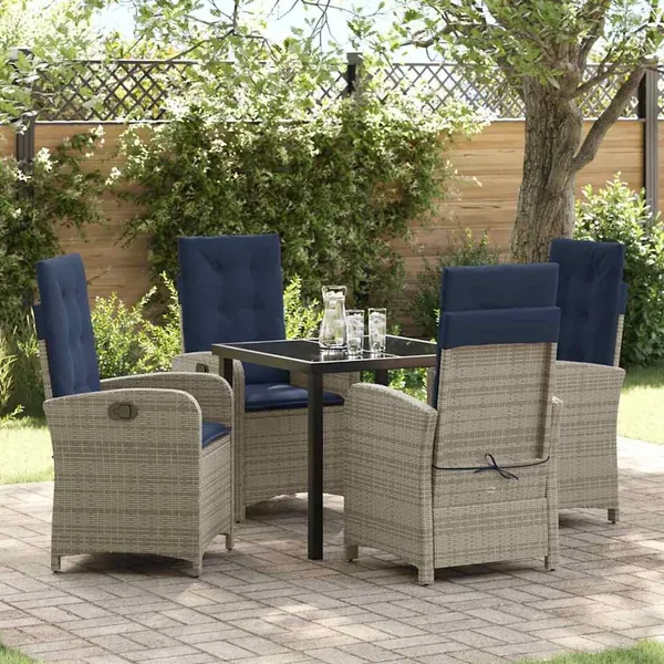 Ensemble de salle à manger pour jardin 5 pcs Gris polyrotin