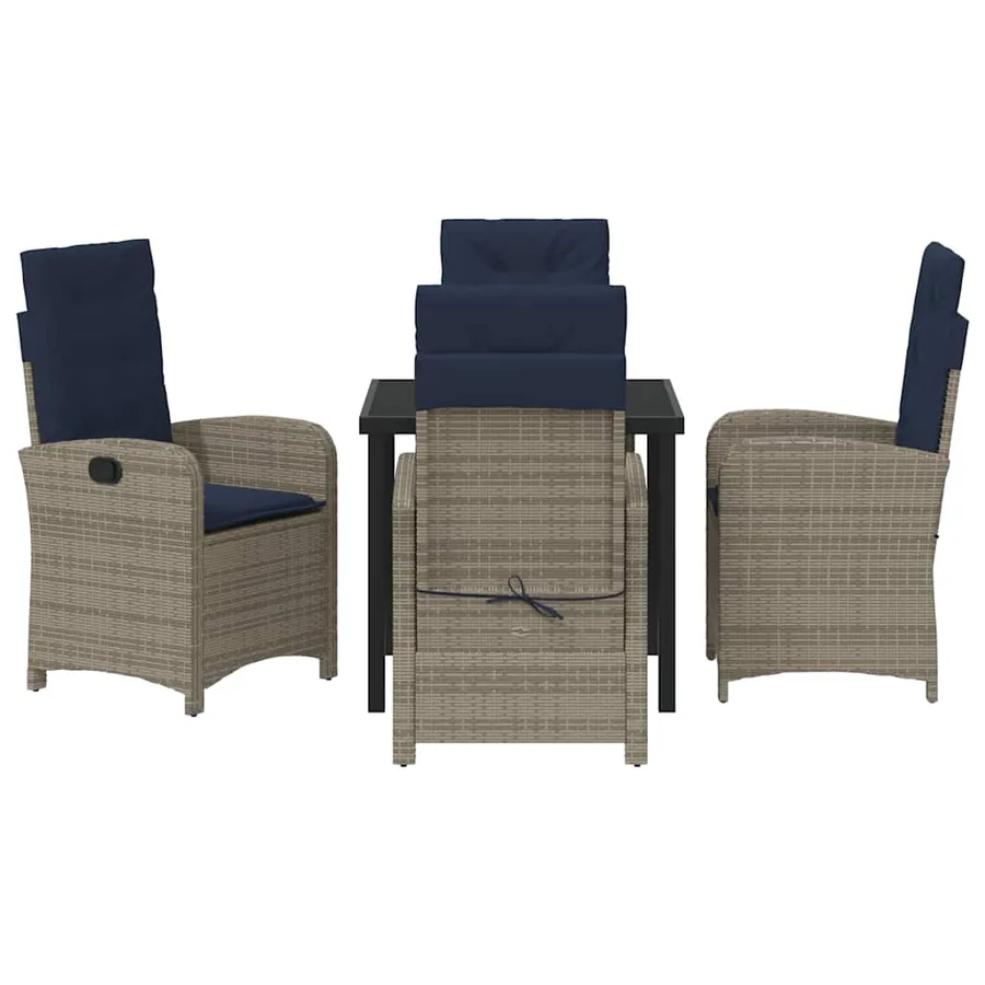Ensemble de salle à manger pour jardin 5 pcs Gris polyrotin - 7