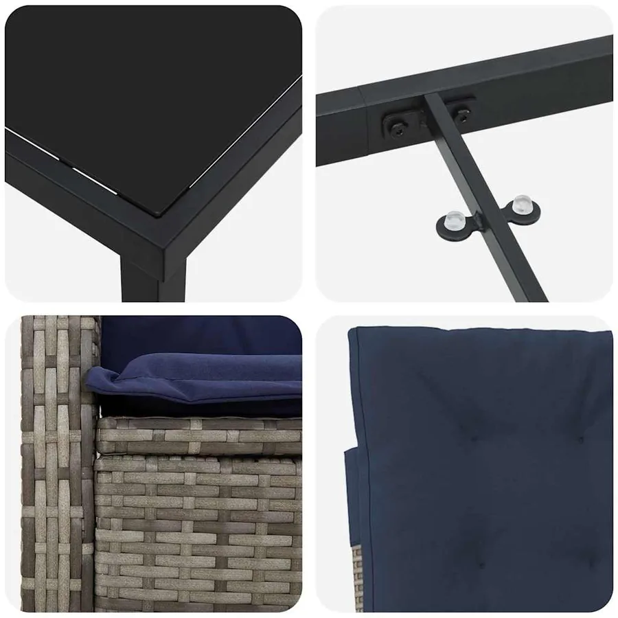 Ensemble de salle à manger pour jardin 5 pcs Gris polyrotin - 9