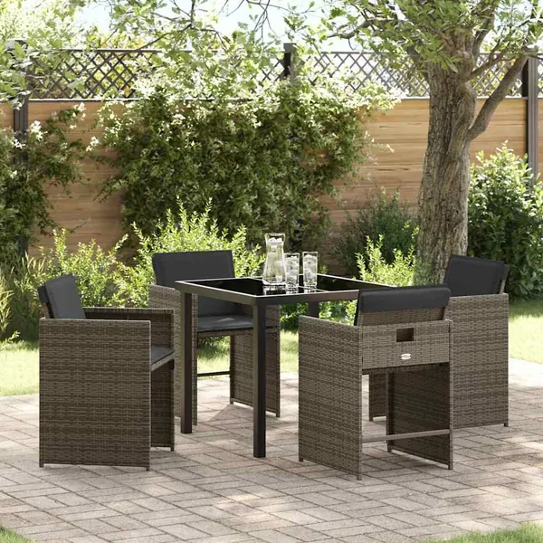 Ensemble de salle à manger pour jardin 5 pcs Gris polyrotin