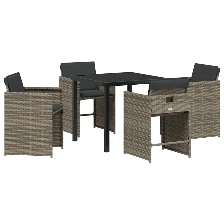 Ensemble de salle à manger pour jardin 5 pcs Gris polyrotin - 2