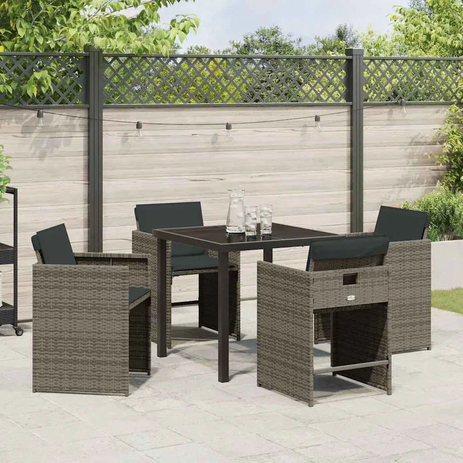 Ensemble de salle à manger pour jardin 5 pcs Gris polyrotin - 4