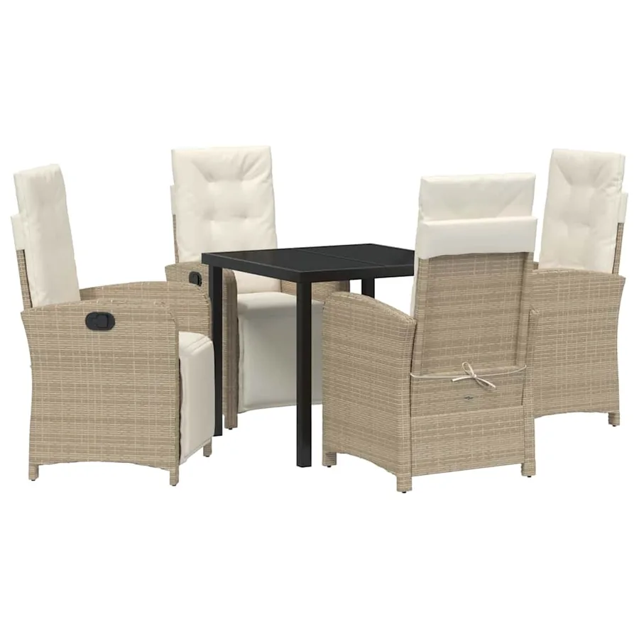 Ensemble de salle à manger pour jardin 5 pcs Beige polyrotin - 2