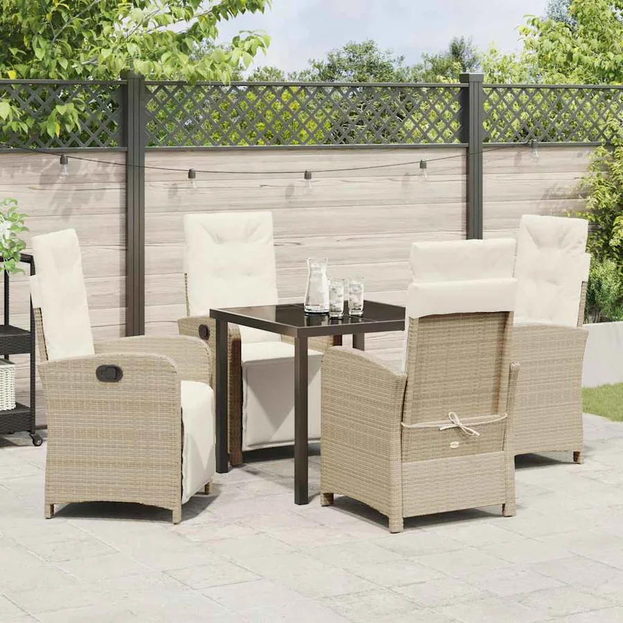 Ensemble de salle à manger pour jardin 5 pcs Beige polyrotin - 4