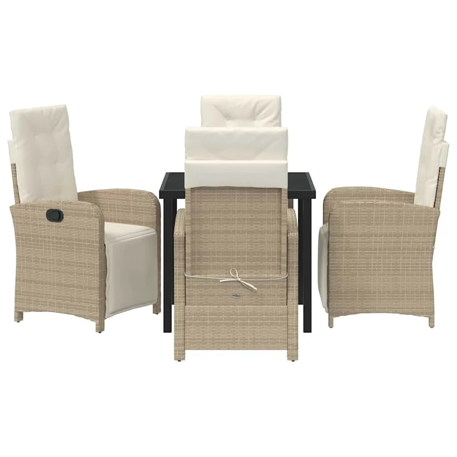 Ensemble de salle à manger pour jardin 5 pcs Beige polyrotin - 7
