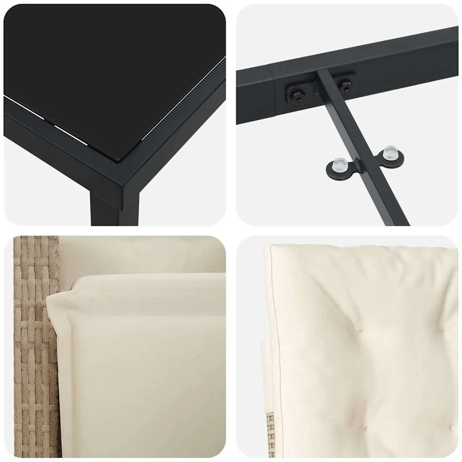 Ensemble de salle à manger pour jardin 5 pcs Beige polyrotin - 9