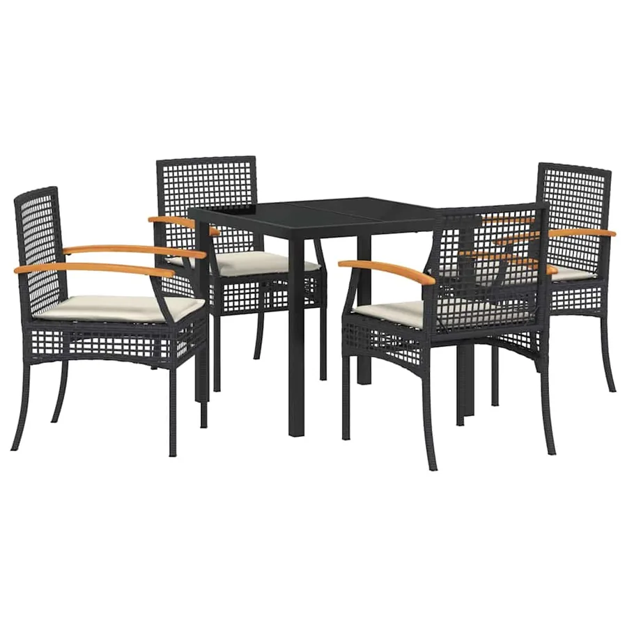 Ensemble de salle à manger pour jardin 5 pcs Noir Rotin - 2