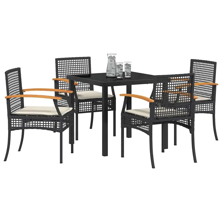 Ensemble de salle à manger pour jardin 5 pcs Noir Rotin - 3