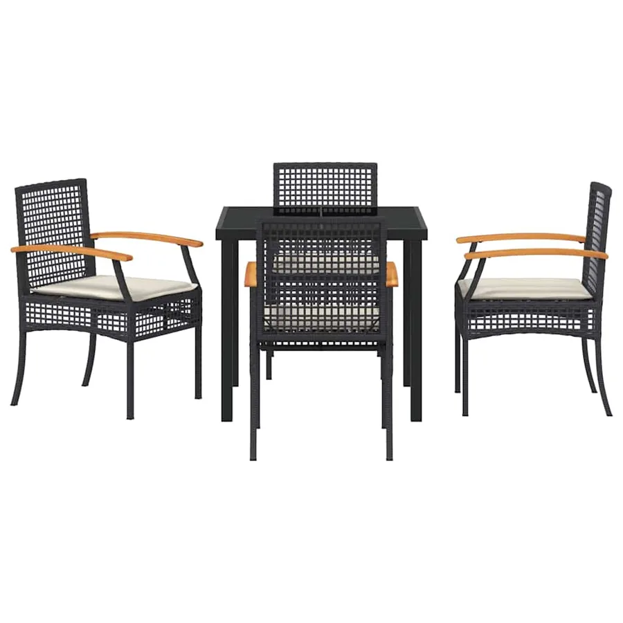 Ensemble de salle à manger pour jardin 5 pcs Noir Rotin - 7