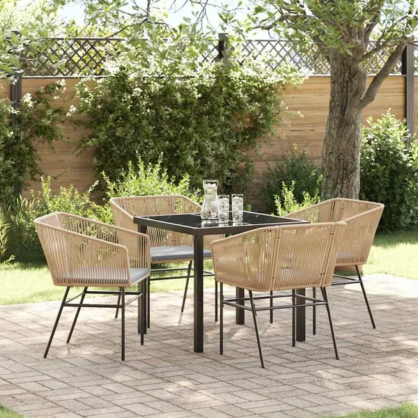 Ensemble de salle à manger pour jardin 5 pcs Marron