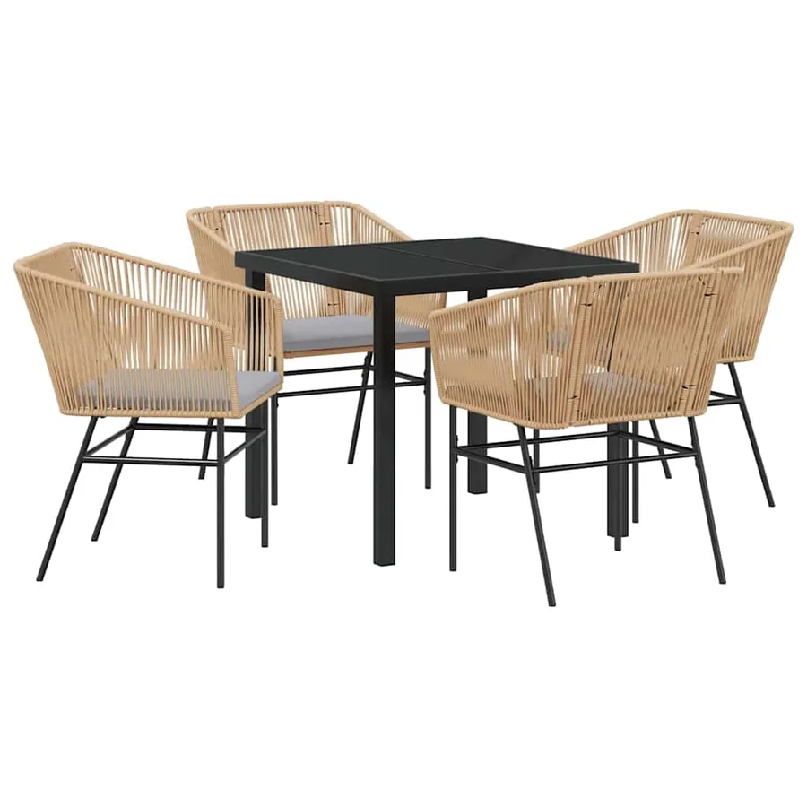 Ensemble de salle à manger pour jardin 5 pcs Marron - 2