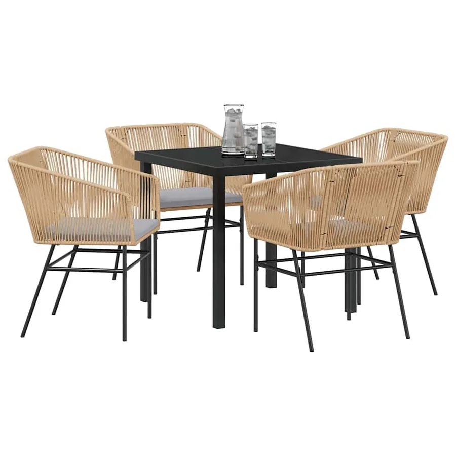 Ensemble de salle à manger pour jardin 5 pcs Marron - 3