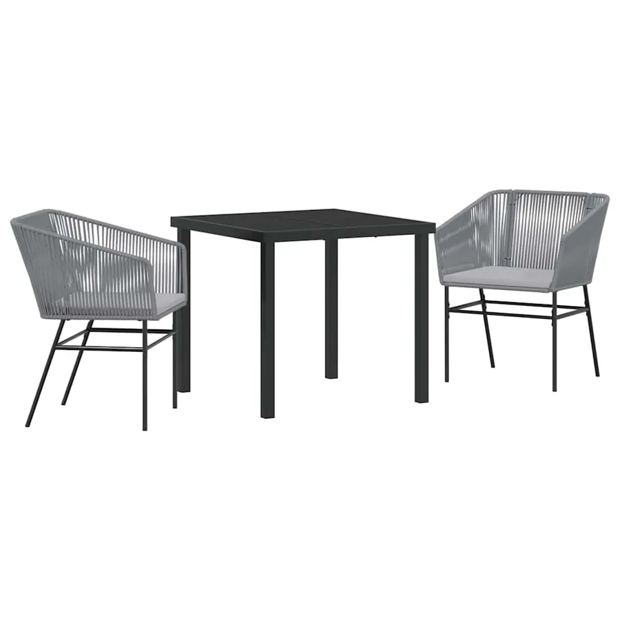 Ensemble de salle à manger pour jardin avec coussin 3 pcs Gris - 2