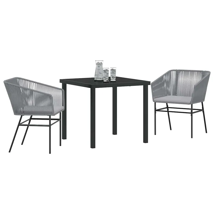 Ensemble de salle à manger pour jardin avec coussin 3 pcs Gris - 3