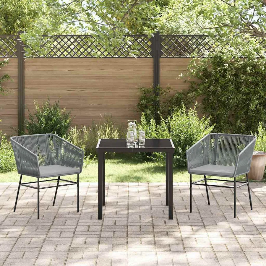 Ensemble de salle à manger pour jardin avec coussin 3 pcs Gris - 4