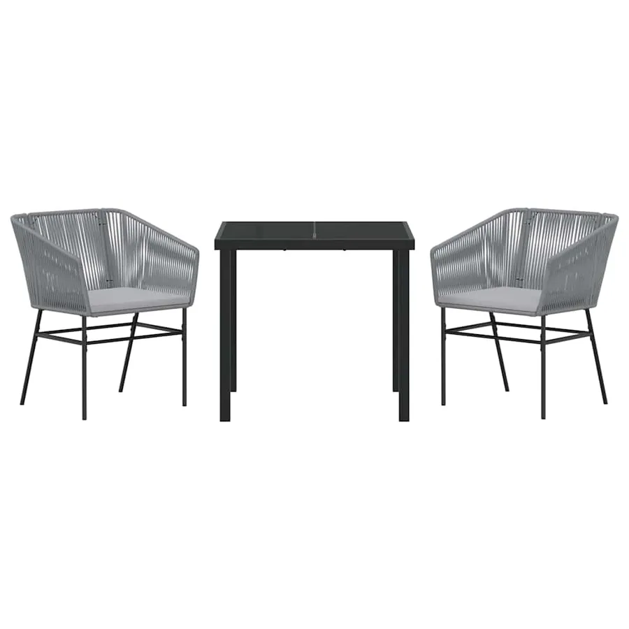 Ensemble de salle à manger pour jardin avec coussin 3 pcs Gris - 7
