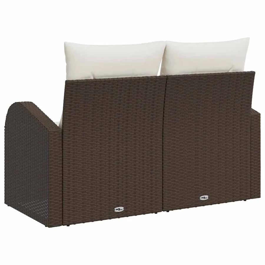 Canapé de jardin avec coussin Marron 124 x 62 x 69cm polyrotin - 3
