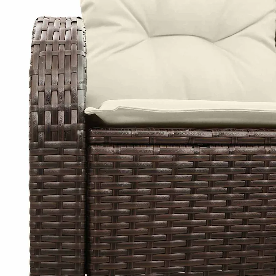 Canapé de jardin avec coussin Marron 124 x 62 x 69cm polyrotin - 6