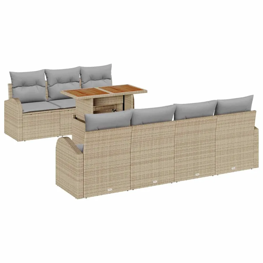 Ensemble de canapé de jardin 8 pcs Beige Poly rotin - 2
