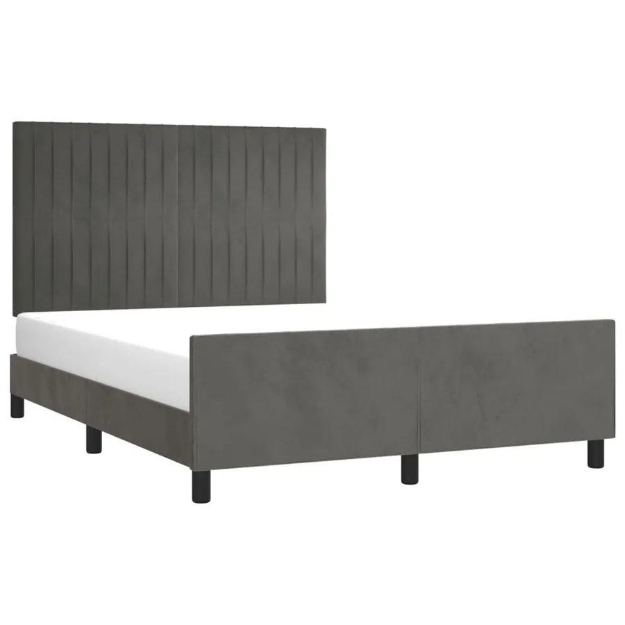 Cadre de lit sans matelas gris foncé 140x190 cm velours - 3