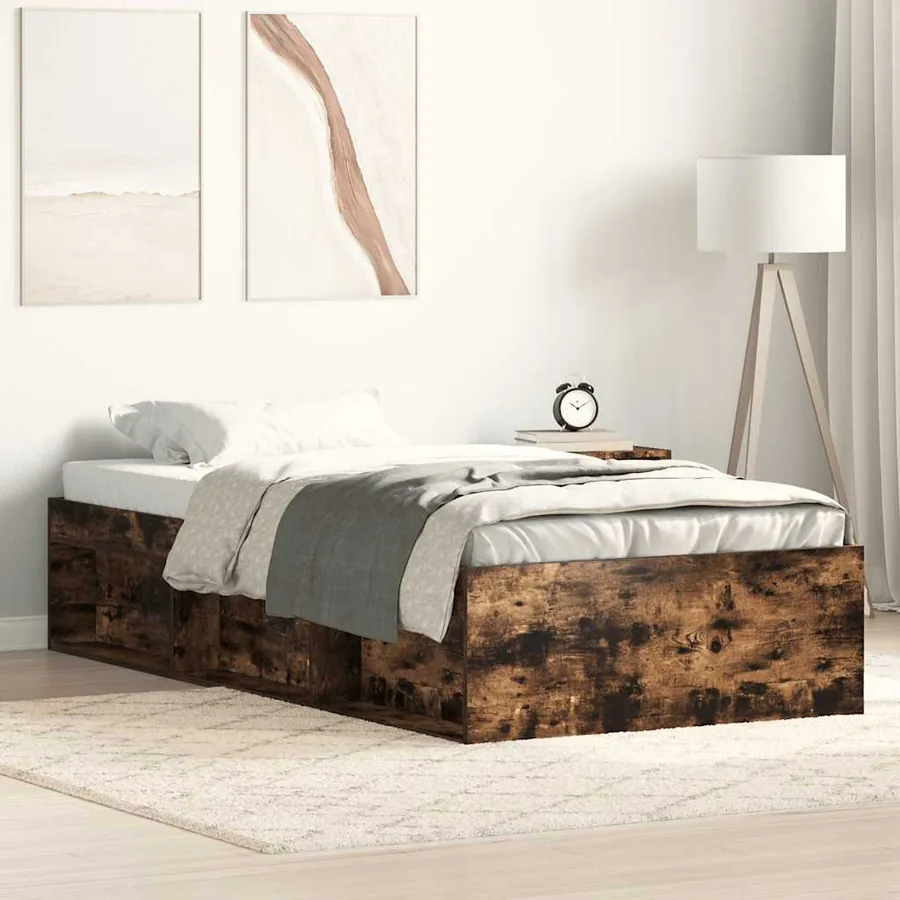 Cadre de lit sans matelas chêne fumé 75x190 cm