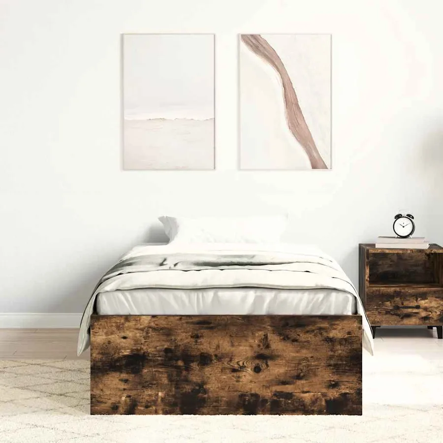 Cadre de lit sans matelas chêne fumé 75x190 cm - 4