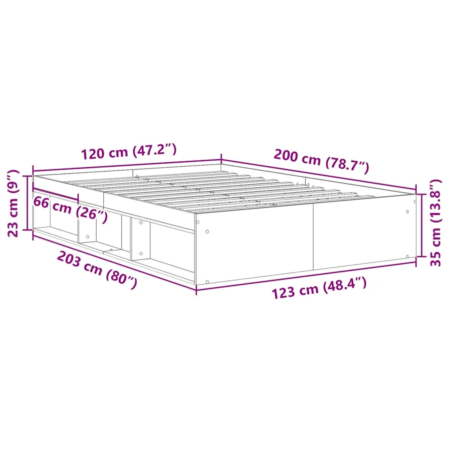 Cadre de lit sans matelas chêne sonoma 120x200 cm - 10