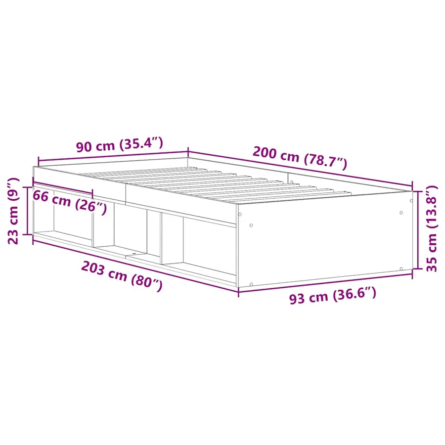 Cadre de lit sans matelas chêne fumé 90x200 cm - 10