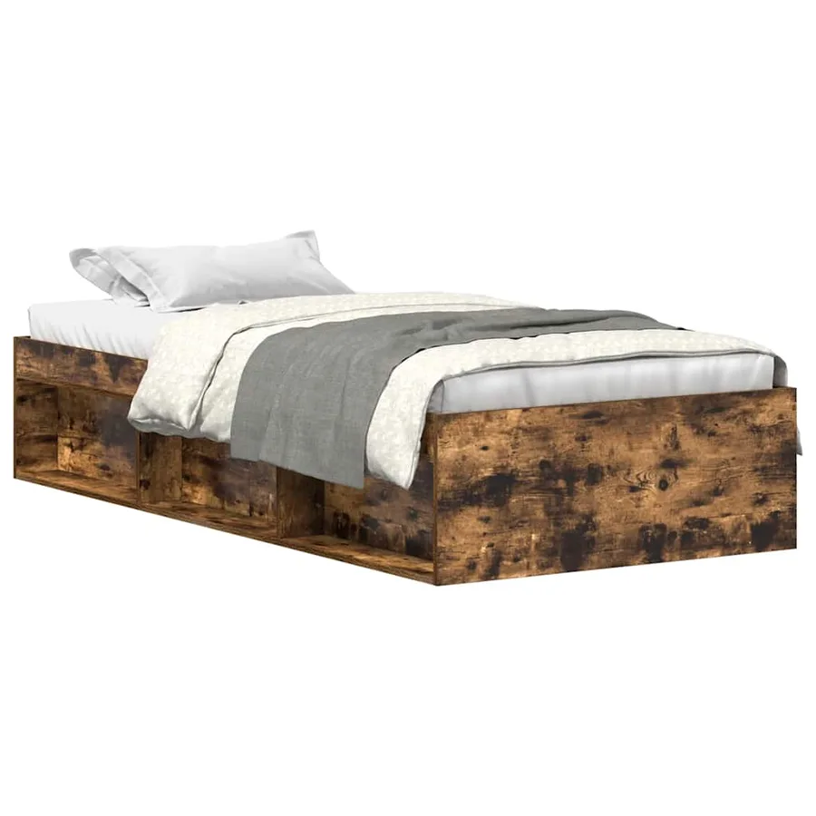 Cadre de lit sans matelas chêne fumé 90x200 cm - 2