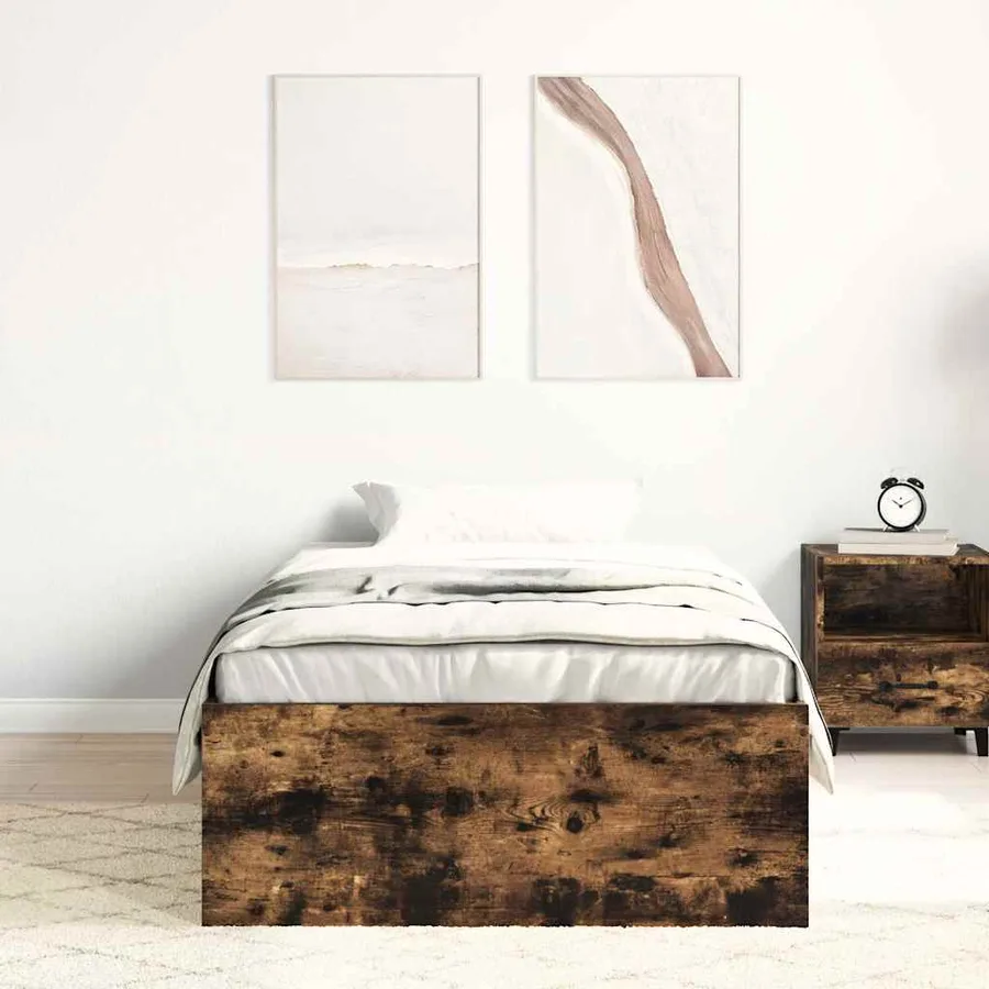 Cadre de lit sans matelas chêne fumé 90x200 cm - 3