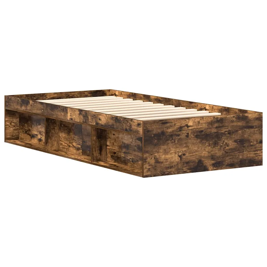 Cadre de lit sans matelas chêne fumé 90x200 cm - 7
