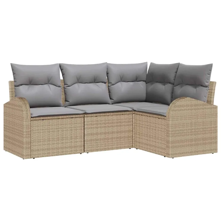 Ensemble de canapé de jardin 4 pcs Beige et Gris clair - 2