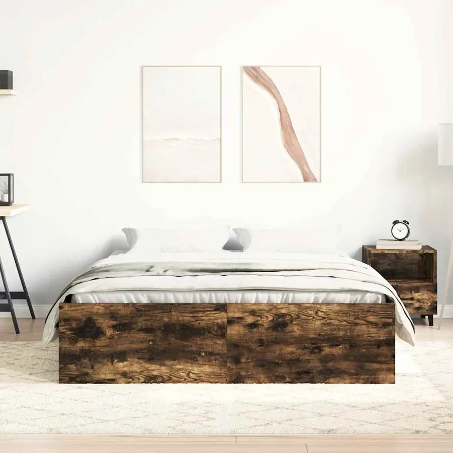 Cadre de lit sans matelas chêne fumé 120x200 cm - 3