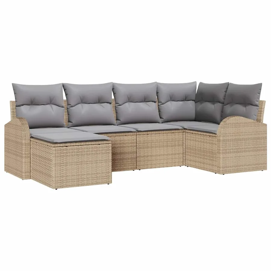Ensemble de Canapés 6 pcs Beige et gris clair polyrotin - 2