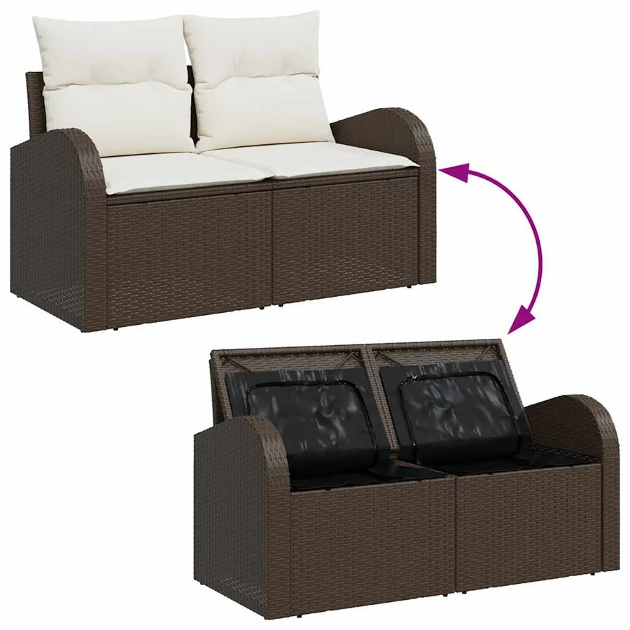 Ensemble de Canapés 7 pcs Marron et blanc polyrotin - 11