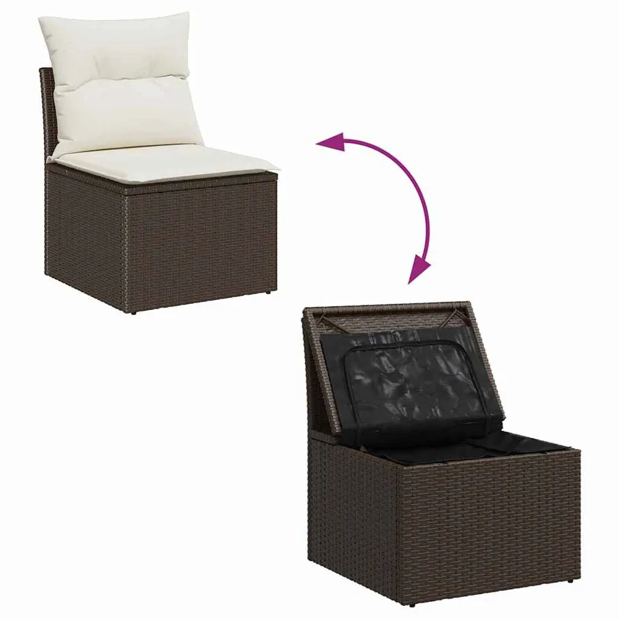 Ensemble de Canapés 7 pcs Marron et blanc polyrotin - 12
