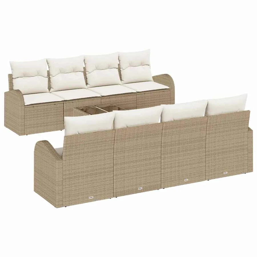Ensemble de canapé de jardin avec coussin 9 pcs Beige et crème - 2