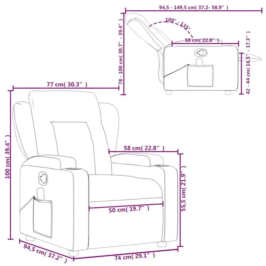 Fauteuil de massage inclinable Marron Similicuir - 13