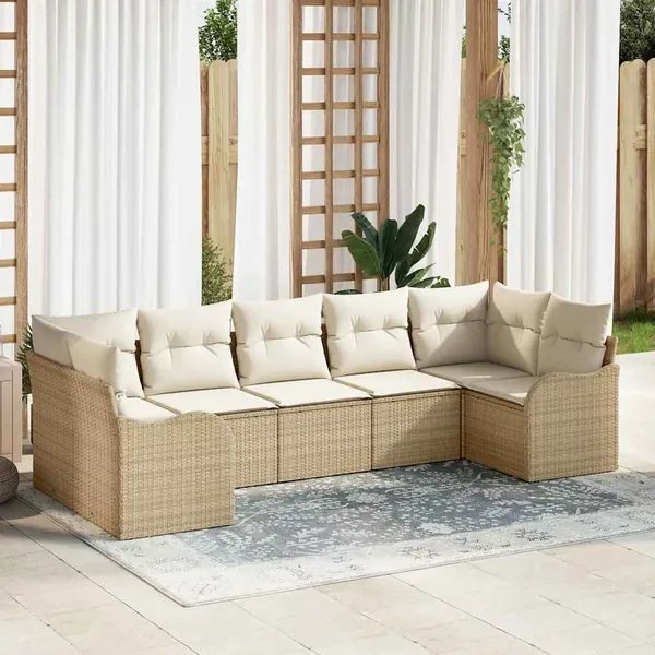 Ensemble de canapé de jardin Beige polyrotin