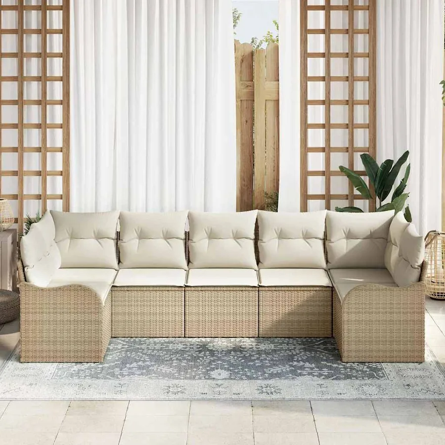 Ensemble de canapé de jardin Beige polyrotin - 3