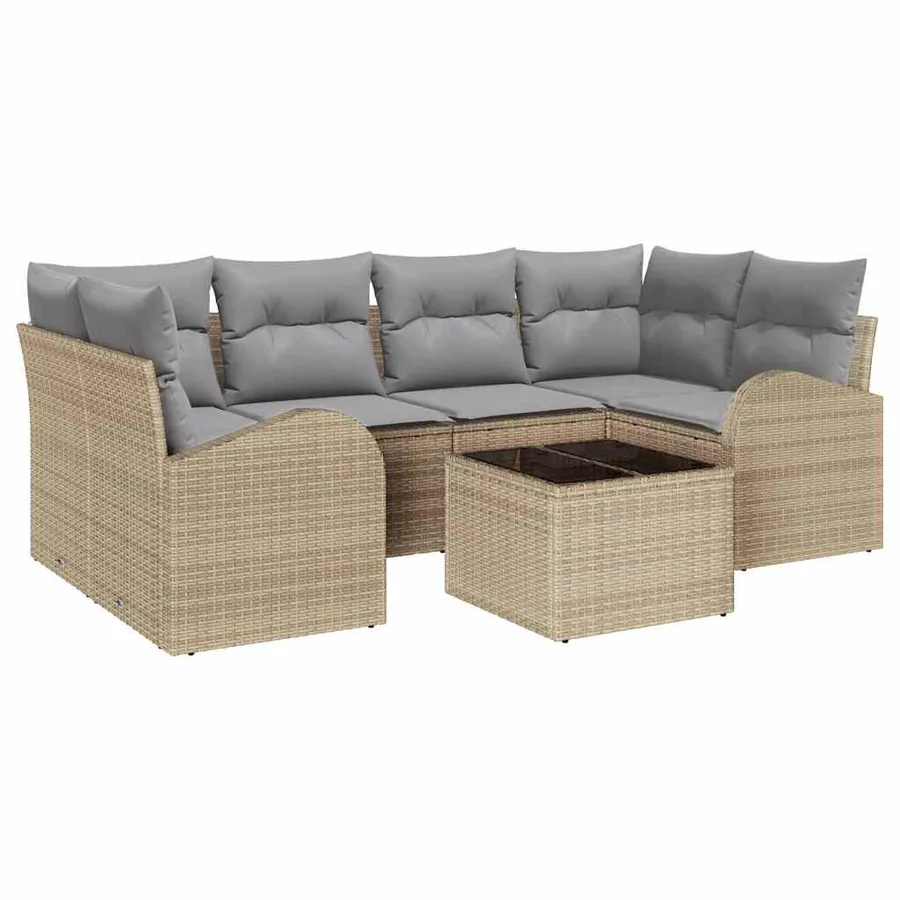 Ensemble de canapé de jardin Beige 55 x 55 x 37 cm polyrotin - 2
