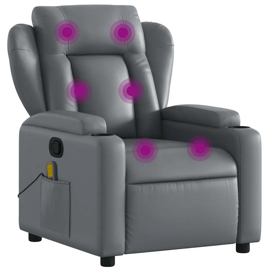 Fauteuil de massage inclinable gris similicuir - 2